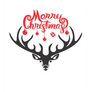 Merry Christmas With Deer Rack | Country Wall & Window Decals Stickers