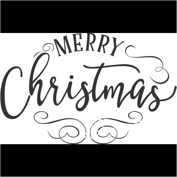 Merry Christmas Fancy Oval Wall Window Or Door Decal  Design by The Simple Stencil - Decals for Walls, windows, doors and storefront display.