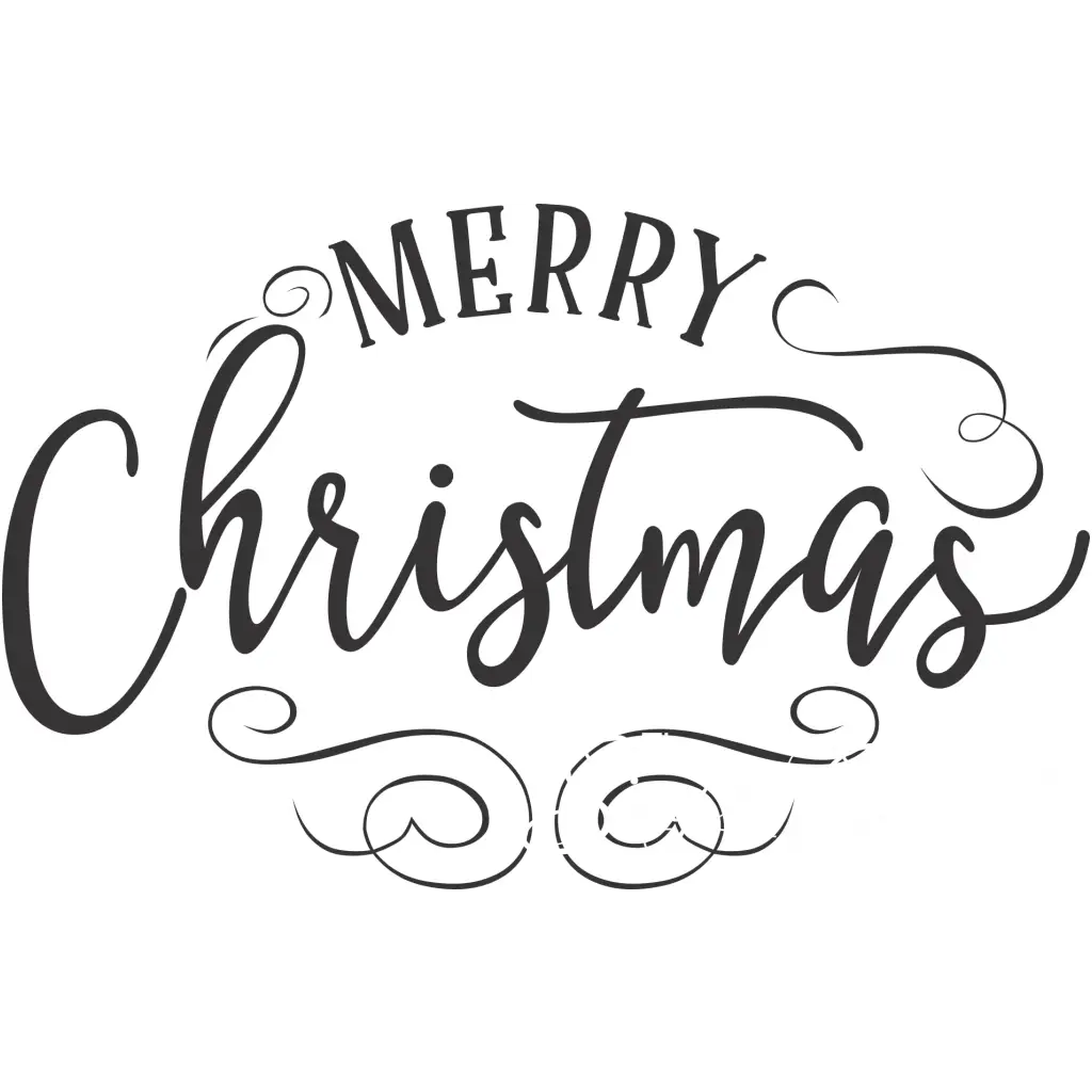 Merry Christmas Fancy Oval Wall Window Or Door Decal  Design by The Simple Stencil - Decals for Walls, windows, doors and storefront display.