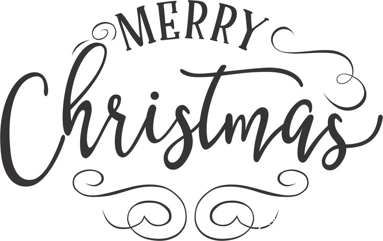 Merry Christmas Fancy Oval Wall Window Or Door Decal  Design by The Simple Stencil - Decals for Walls, windows, doors and storefront display.
