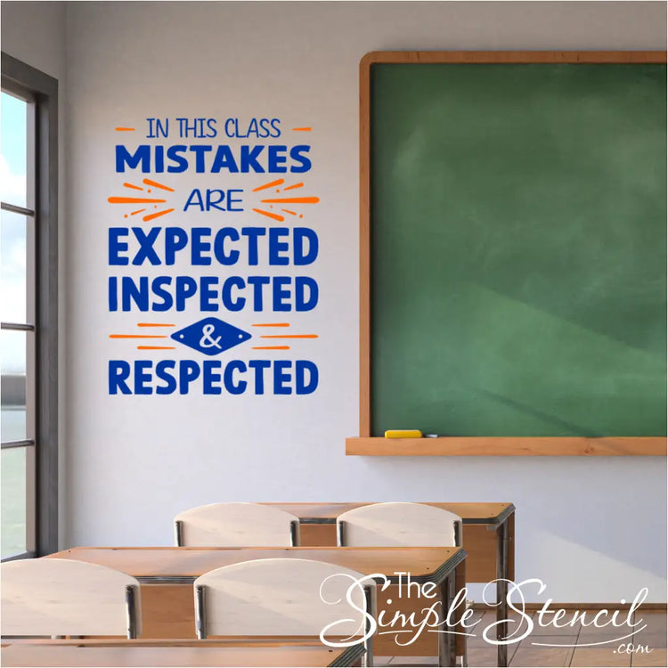 Image of a classroom with the decal installed: Create a positive and encouraging atmosphere with this mistakes wall quote decal to encourage students and add colorful inspiration to your classroom walls in a fun and inspiring way! 