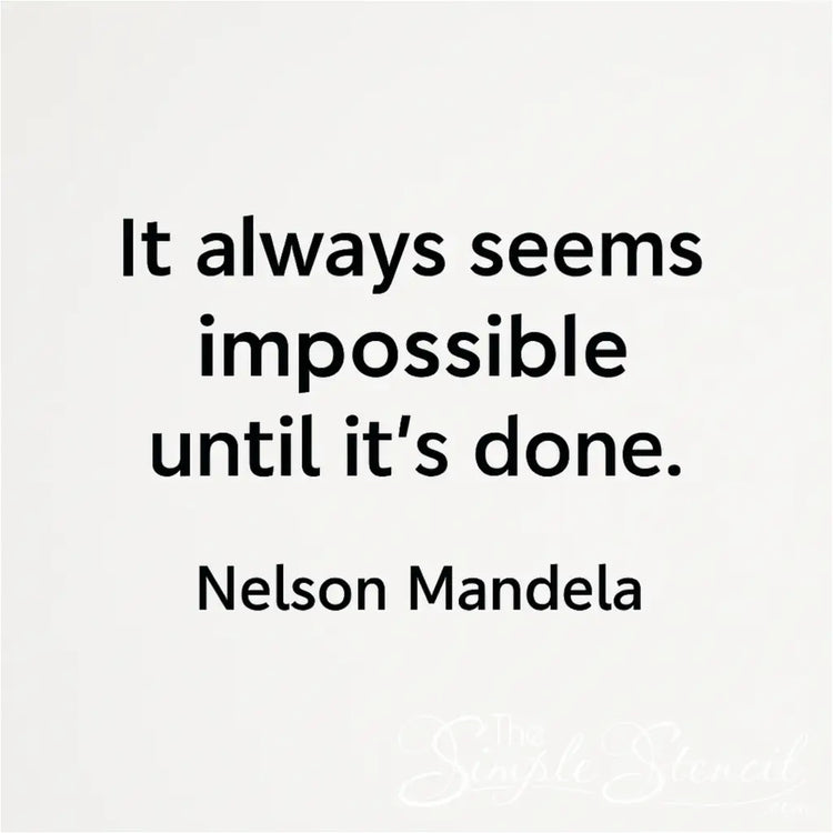 Close-up of the "Impossible Until It's Done" vinyl wall decal, showing the smooth matte finish and contemporary typography. Ideal for modern office decor.