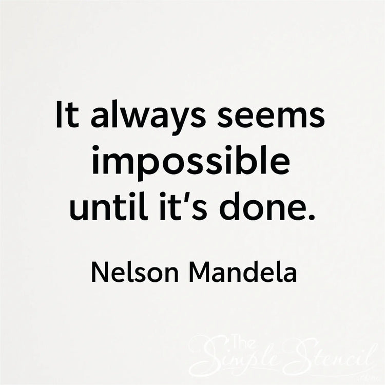 Close-up of the "Impossible Until It's Done" vinyl wall decal, showing the smooth matte finish and contemporary typography. Ideal for modern office decor.