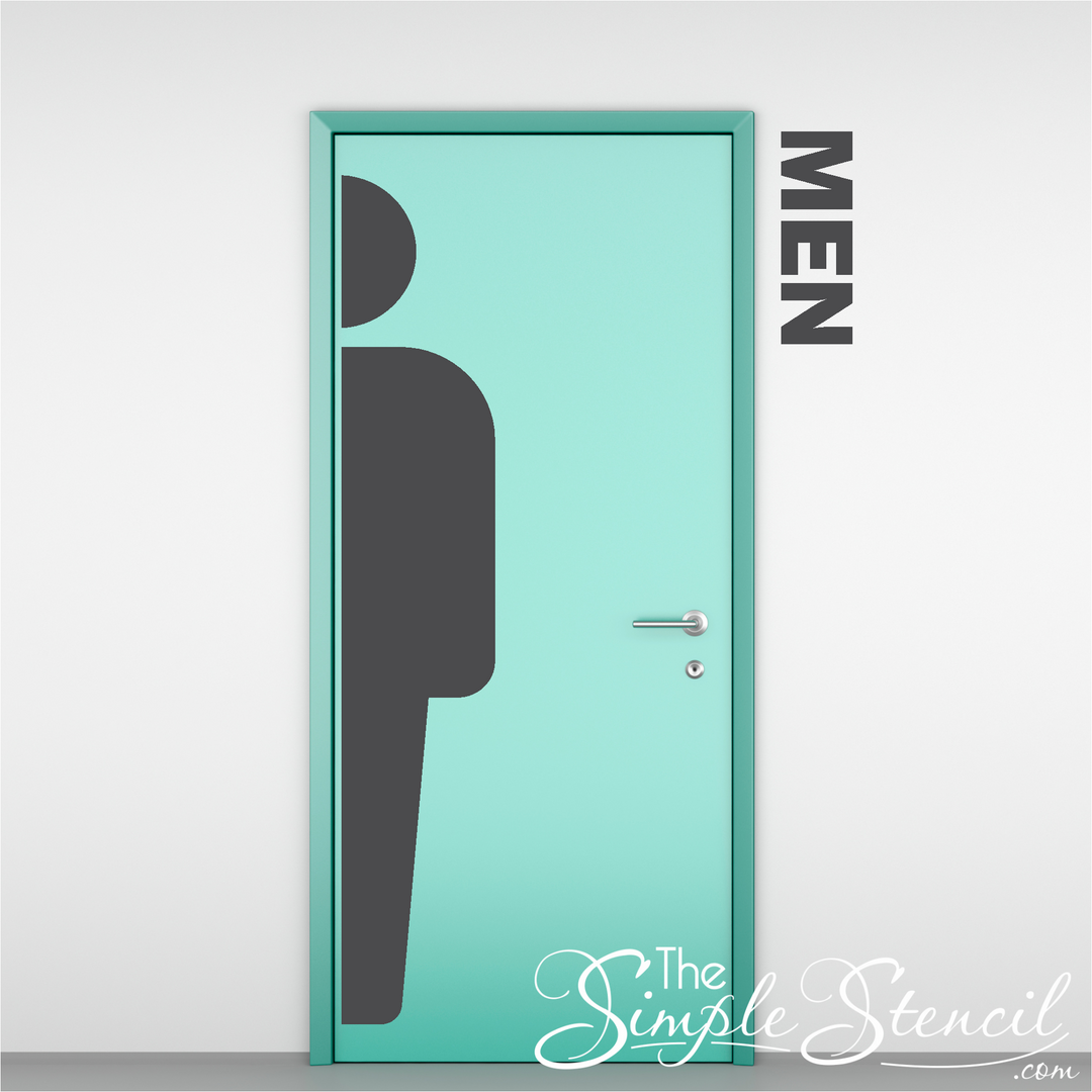 Modern vinyl decal showcasing a bold silhouette of a man in a confident stance. Text reads "MEN" in a sharp, geometric font beside the figure.