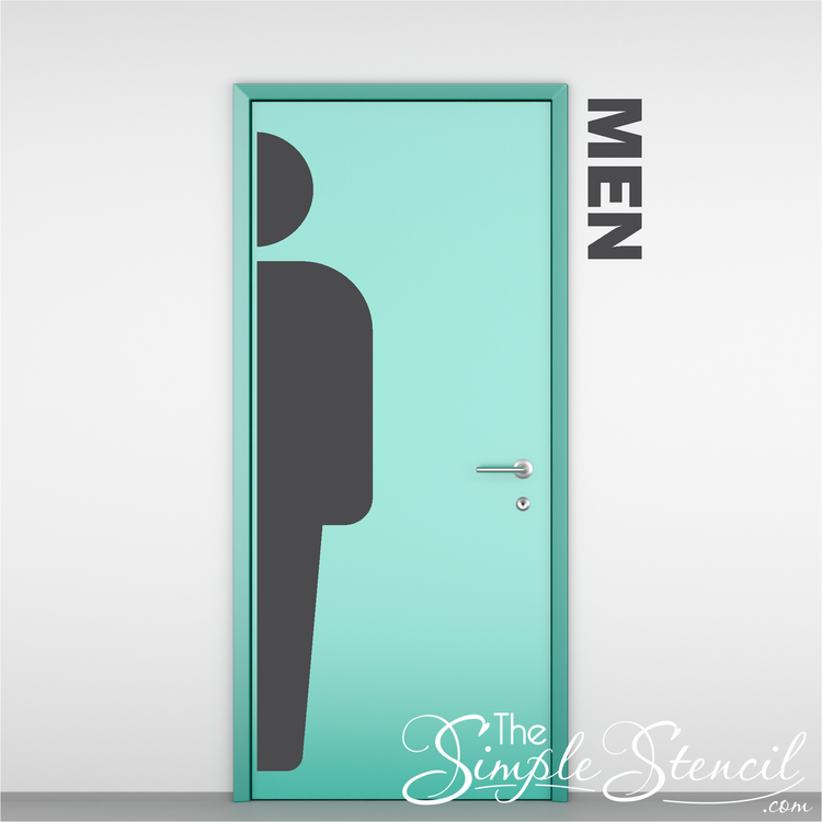Modern vinyl decal showcasing a bold silhouette of a man in a confident stance. Text reads "MEN" in a sharp, geometric font beside the figure.
