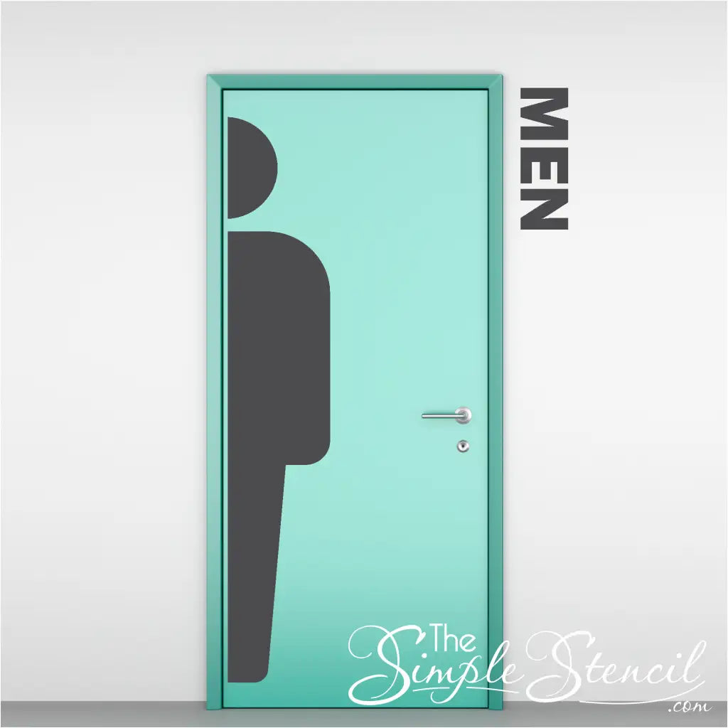 Modern vinyl decal showcasing a bold silhouette of a man in a confident stance. Text reads "MEN" in a sharp, geometric font beside the figure.