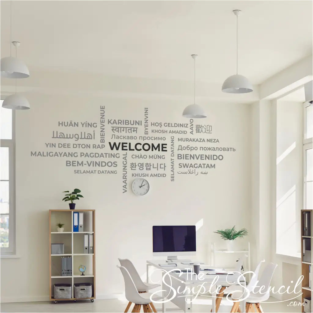Multilingual "WELCOME" Word Cloud Wall Decal