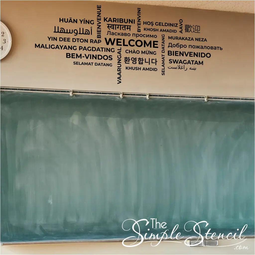 Multilingual "WELCOME" Word Cloud Wall Decal