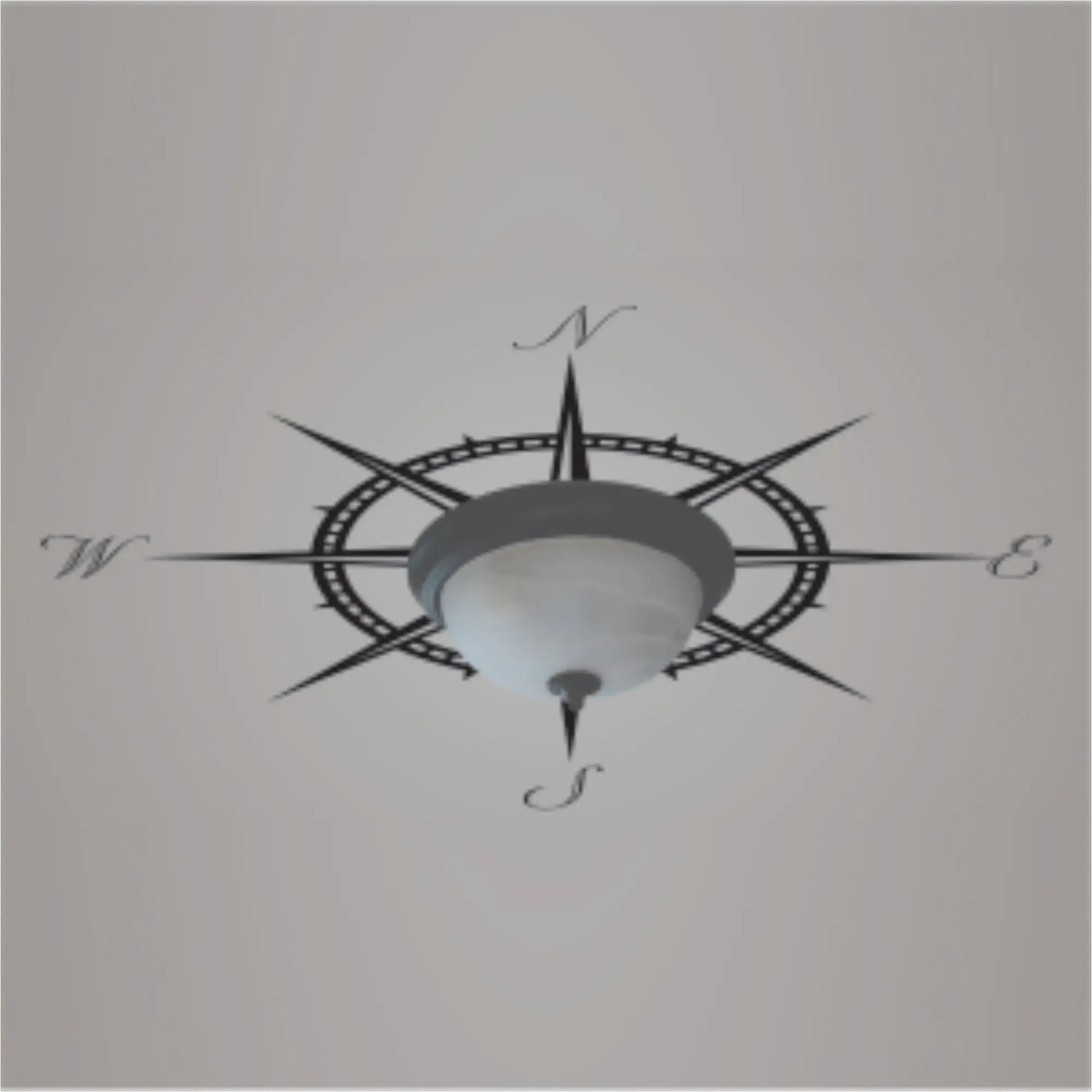 Large nautical compass ceiling decal by The Simple Stencil fits behind a light fixture or ceiling fan and adds an instant nautical vibe to any room! 