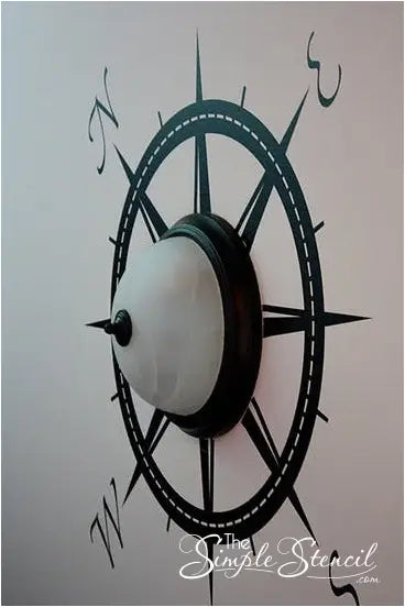 Beautiful nautical compass ceiling light fixture decal to decorate your waterfront home or any nautical inspired room decorating project!