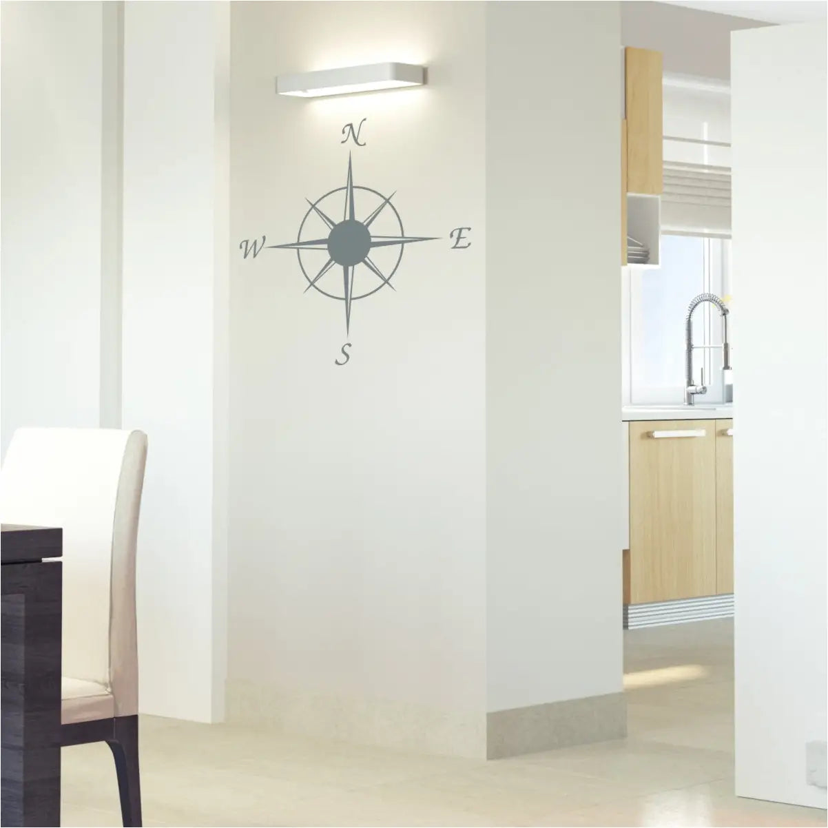 Large Nautical compass installed on a wall in a beautiful home is a great way to add some nautical decor to your living!