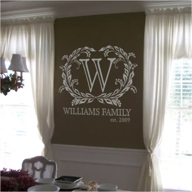 Personalized Family Name Laurel Wreath Monogram Decal - Thumbnail 2