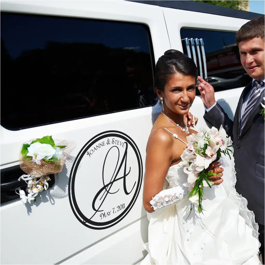 Personalized Wedding Circle Monogram Decal