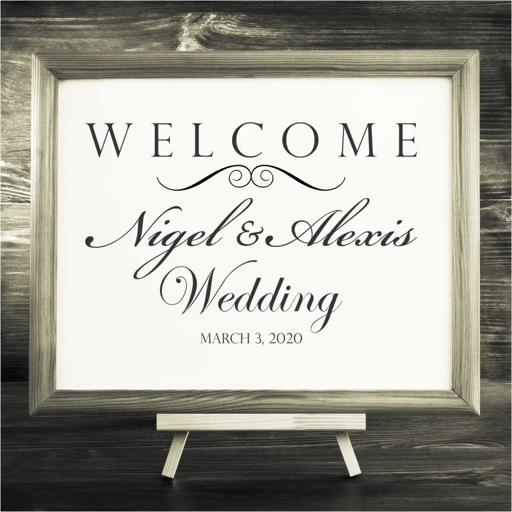 Welcome guests to your welcome beautifully with this easy to install wedding decal that is personalized with your names and wedding date. It's  an easy to install decal that can be removed if needed after ceremony