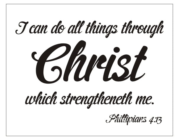 Philippians 4:13 KJV Bible verse decal design in black script: I can do all things through Christ which strengtheneth me