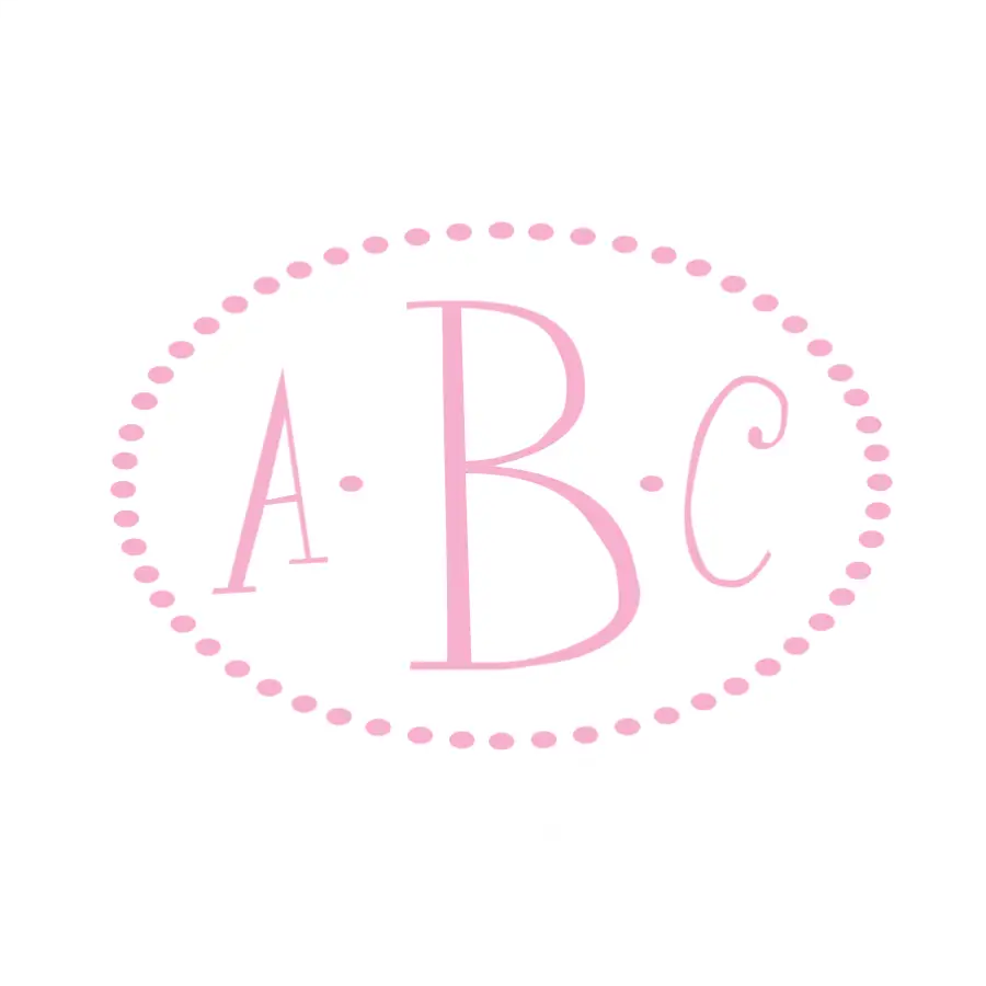 Polka Dot Three Initial Oval Monogram - Thumbnail 3