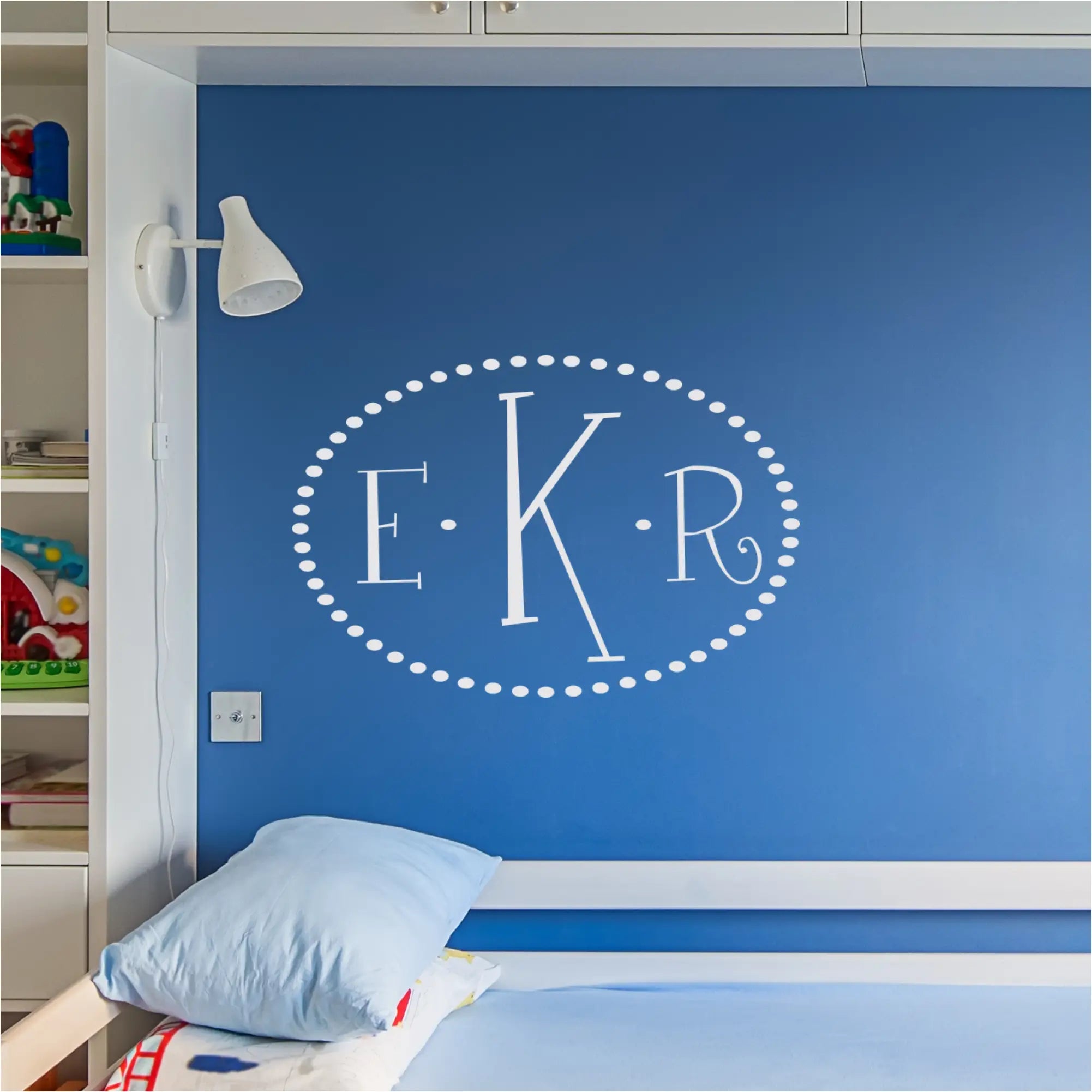 Polka Dot Three Initial Oval Monogram