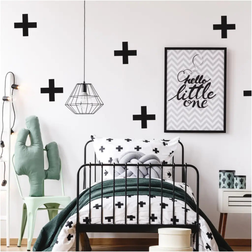 Set of 20 plus + symbols can be added to walls in minutes to makeover your child's room (or any room) with positive vibes The Simple Stencil way! 