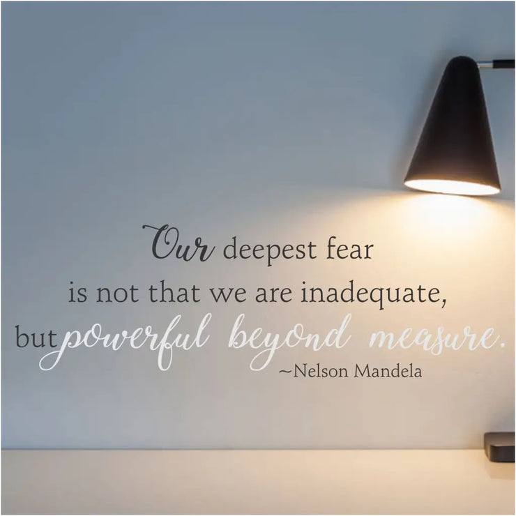 Nelson Mandela quote wall decal by The Simple Stencil inspires when placed over a desk or workspace to remind us we are powerful beyond measure!