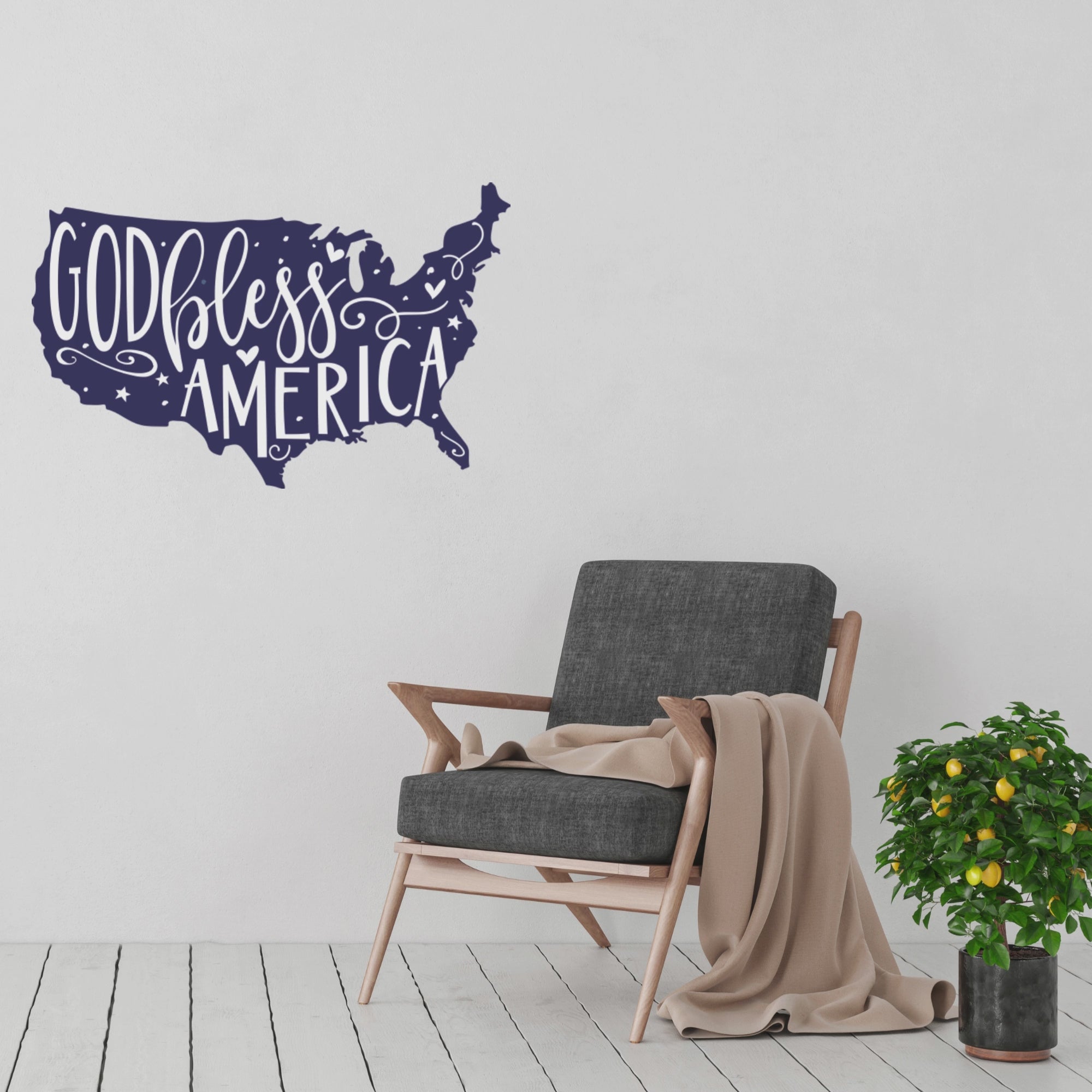 Removable Whimsical "God Bless America" USA Map Wall Decal - Thumbnail 2