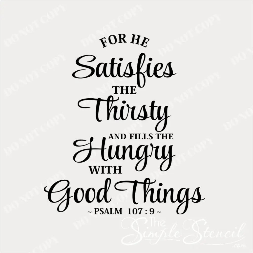 Scripture wall art "fills the hungry" NKJV close up pic
