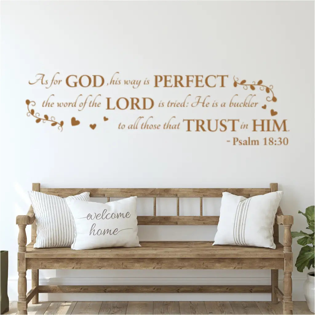 Inspirational Bible verse wall decal featuring Psalm 18:30