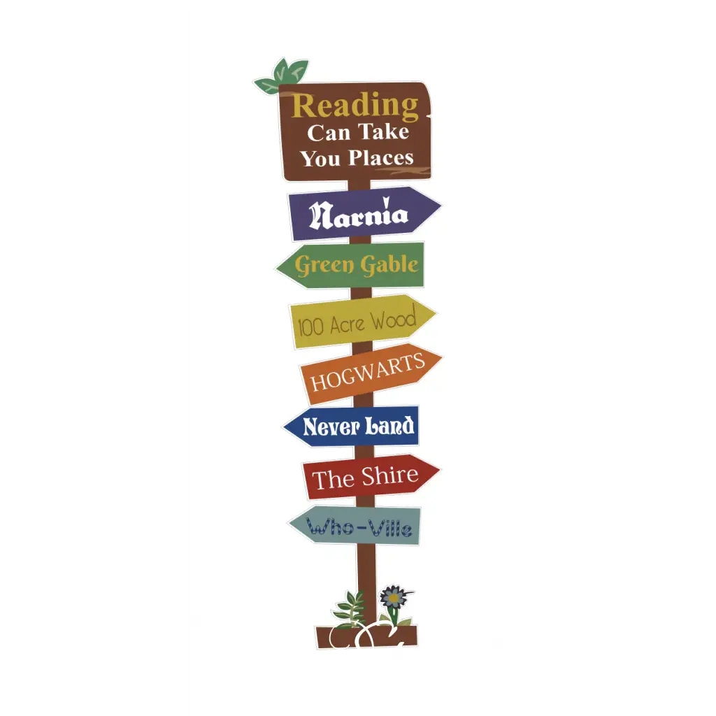 Reading Can Take You Places Library Book Arrows Sign Decal - Thumbnail 2