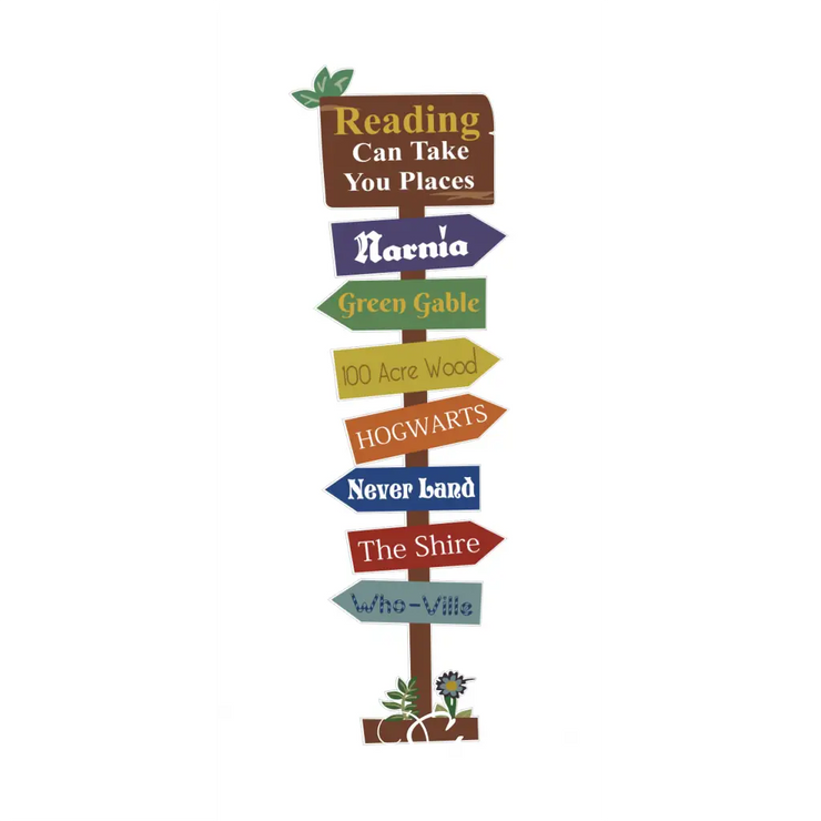 Reading Can Take You Places - Library Book Arrows Sign Decal