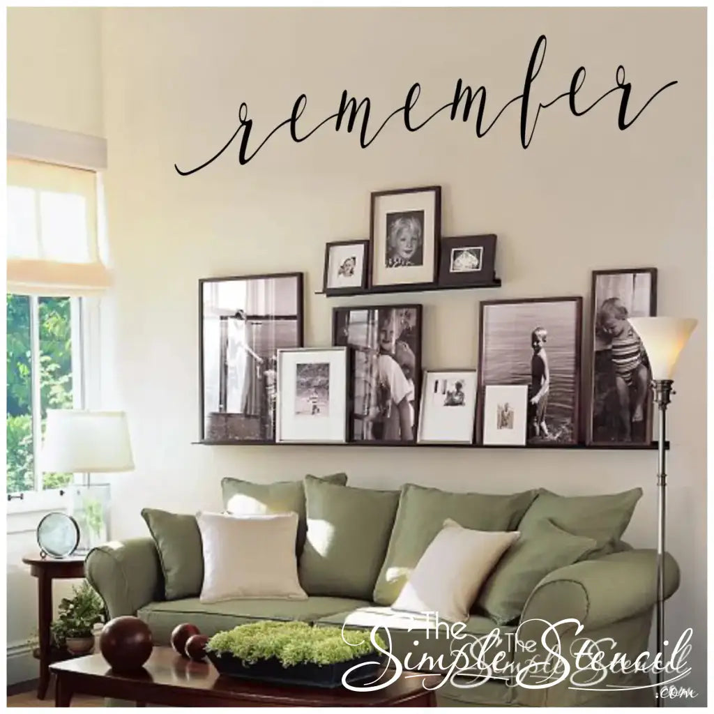 A beautiful scripted wall word decal art by The Simple Stencil to decorate your home and remember... 