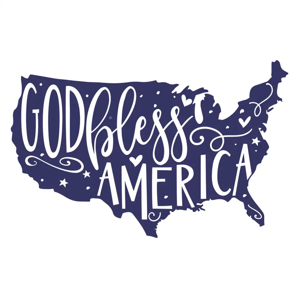 Removable Whimsical "God Bless America" USA Map Wall Decal