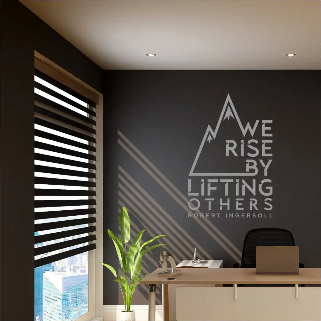 Decorative wall decal with a mountain theme and uplifting message.