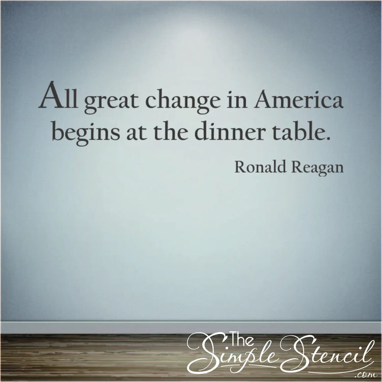 Ronald Reagan quote wall decal in a family room, creating a conversation starter.