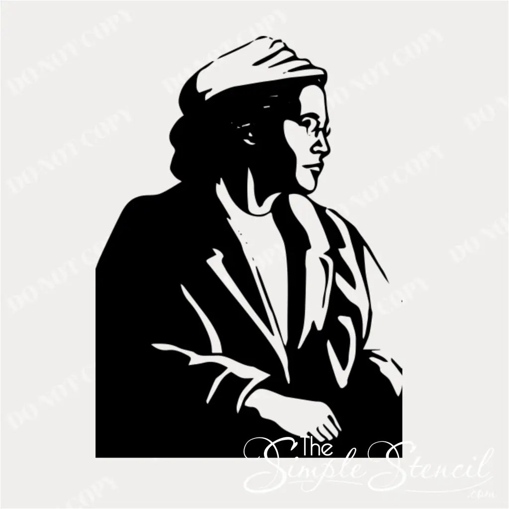 close up of silhouette wall decal of rosa parks profile for display in school settings, history classrooms or during black history month
