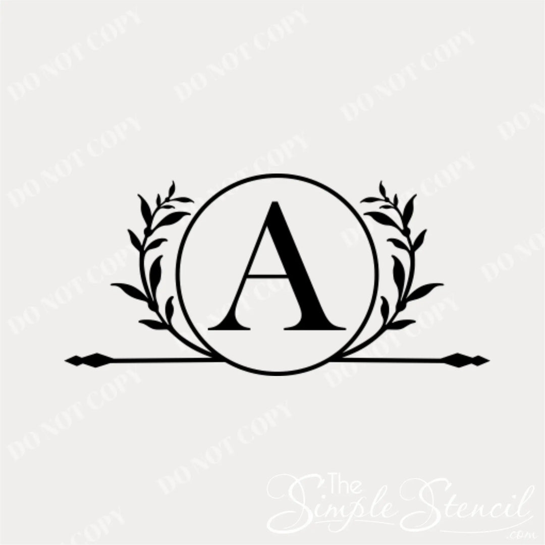 Decorative monogram with the letter 'A' surrounded by foliage on a white background