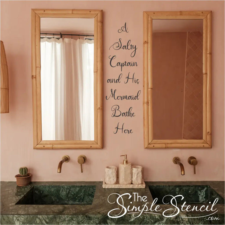 The decal applied to a bathroom mirror, creating a unique and personalized touch.