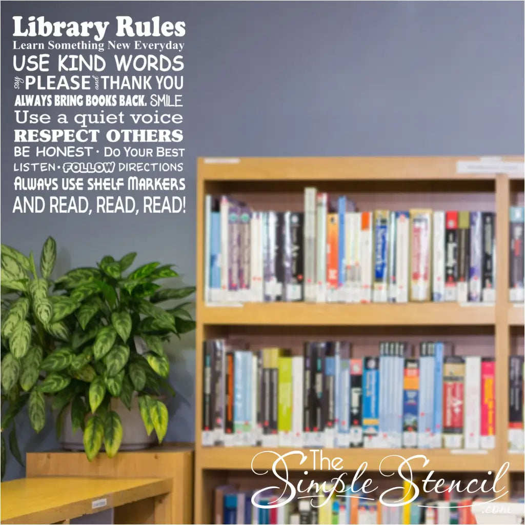 School Library Rules Wall Decal | Simple Stencil Library Decor – The ...