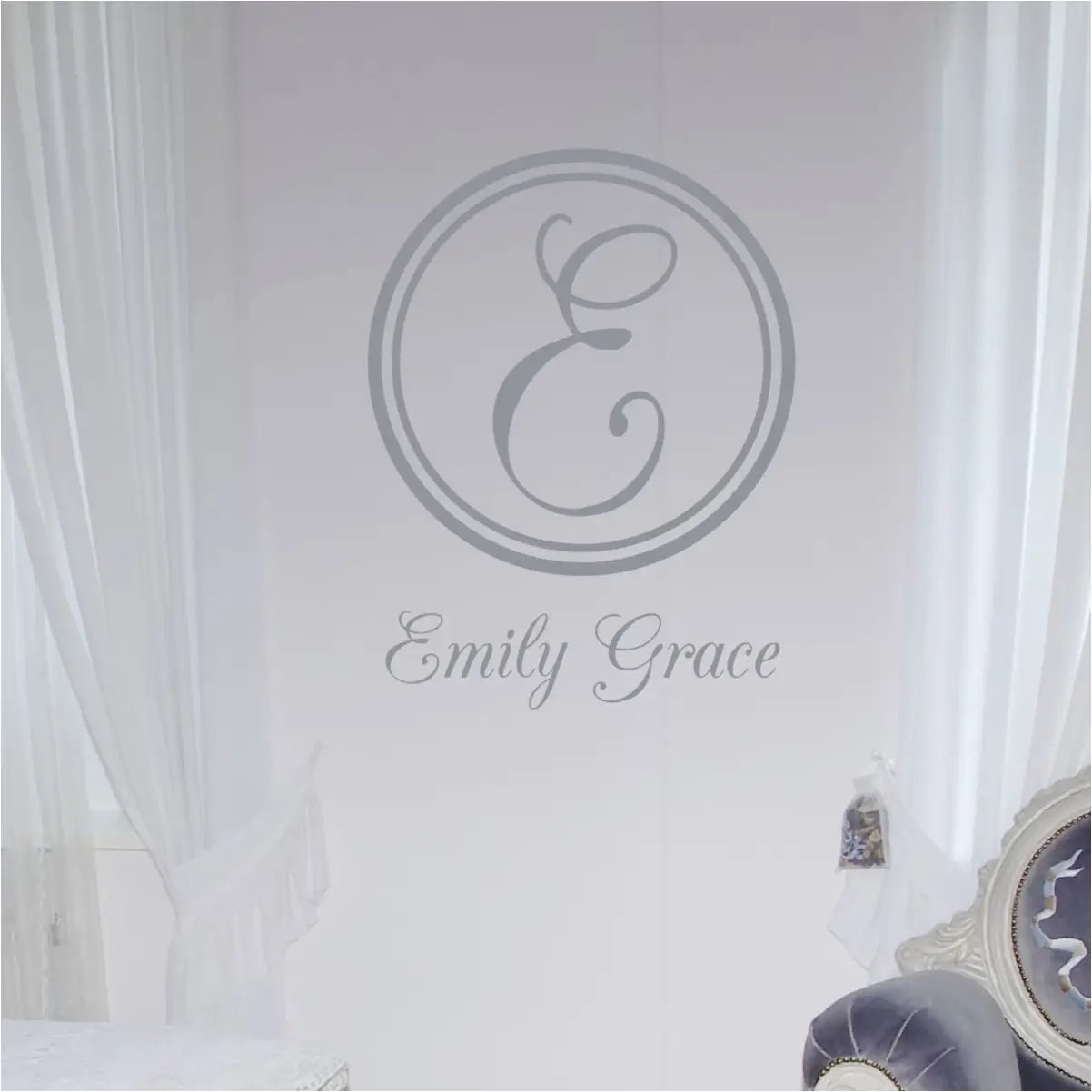 Script Monogram Double Circle With Name
