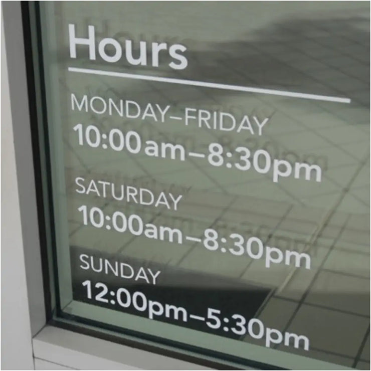Simple Business Hours Vinyl Decal