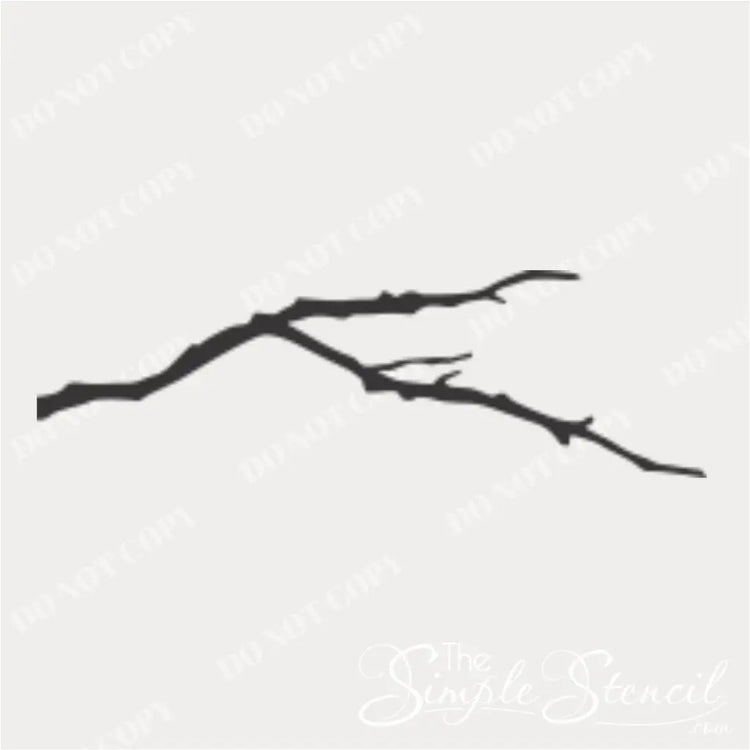 A clean, plain black silhouette of a single bare tree branch, designed for vinyl decal production by The Simple Stencil.

DO NOT COPY