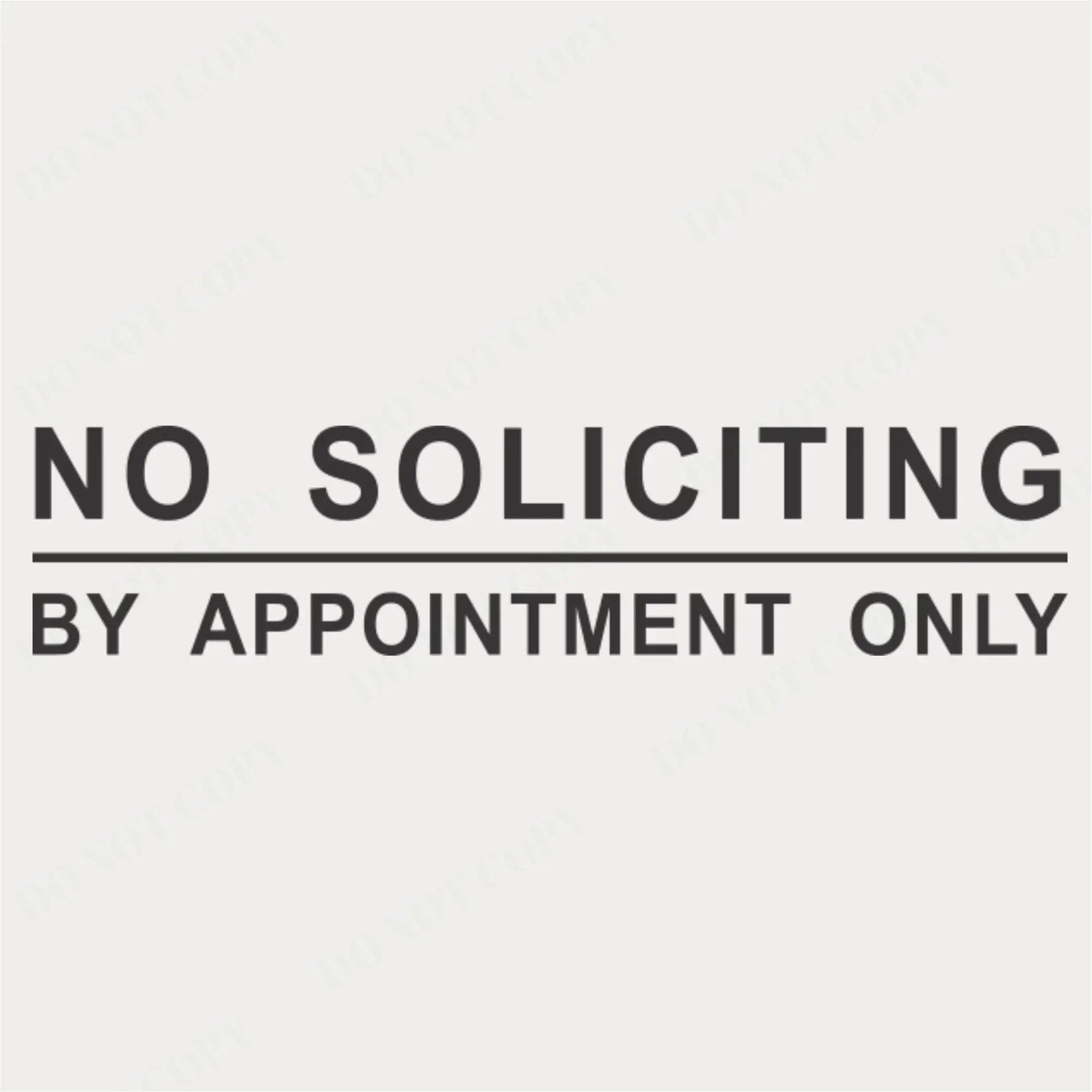 No soliciting by appointment only sign on a white background