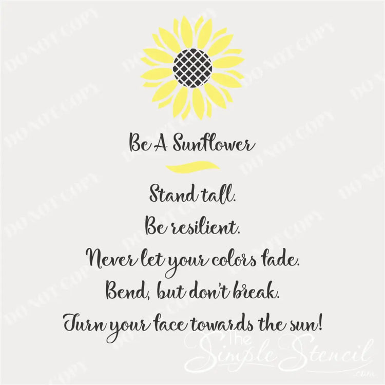 Be a Sunflower Wall Decal - Inspirational quote wall decal in black with a sunflower motif.