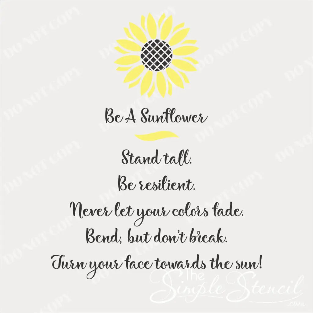 Be a Sunflower Wall Decal - Inspirational quote wall decal in black with a sunflower motif.