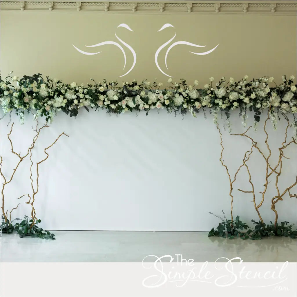 Swan wall decals facing each other for wedding backdrop decor