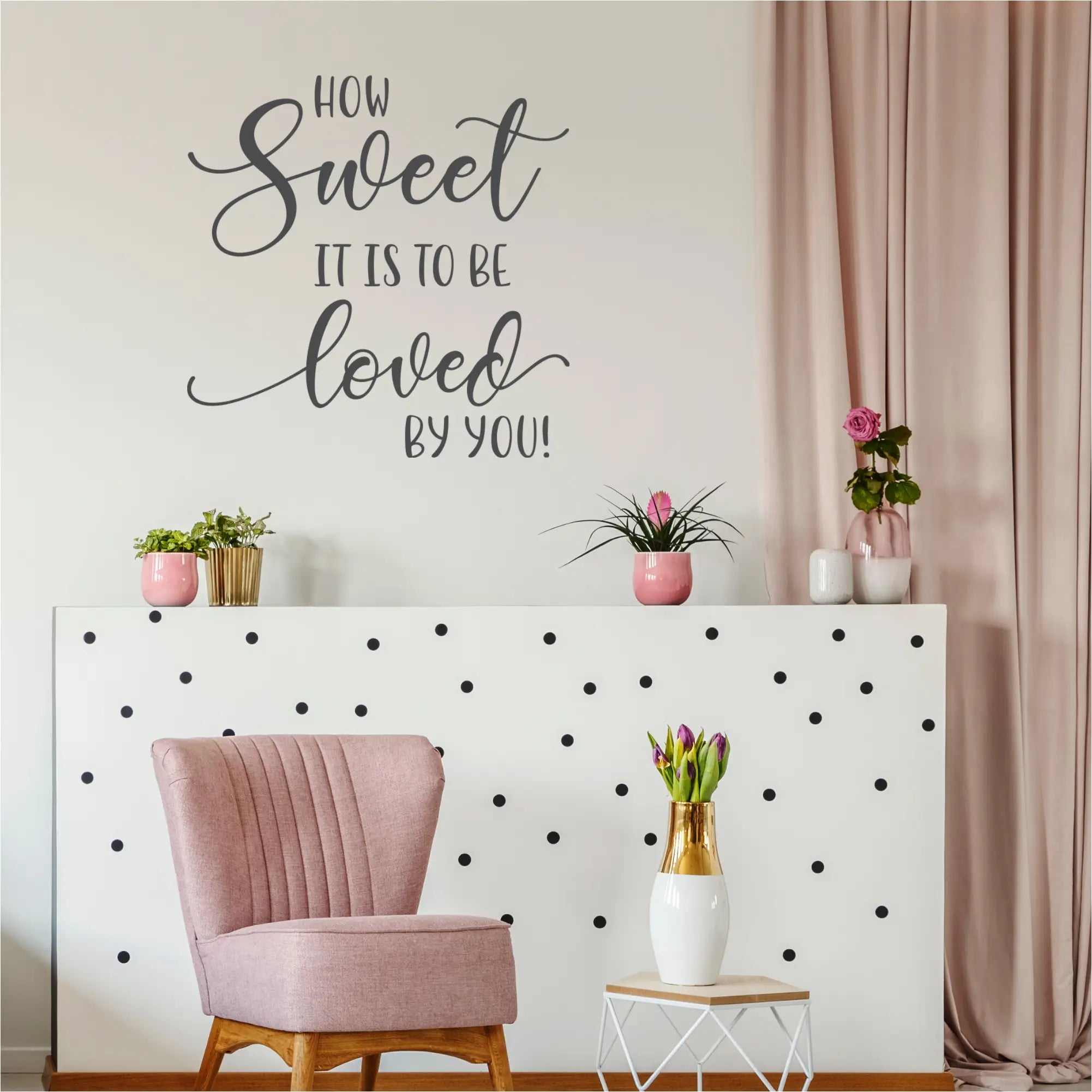 How sweet it is to be loved by you! - James Taylor song lyrics as romantic bedroom wall decor. Easy to install premium decals create romantic vibe in master bedroom or as romantic holiday decoration. By The Simple Stencil