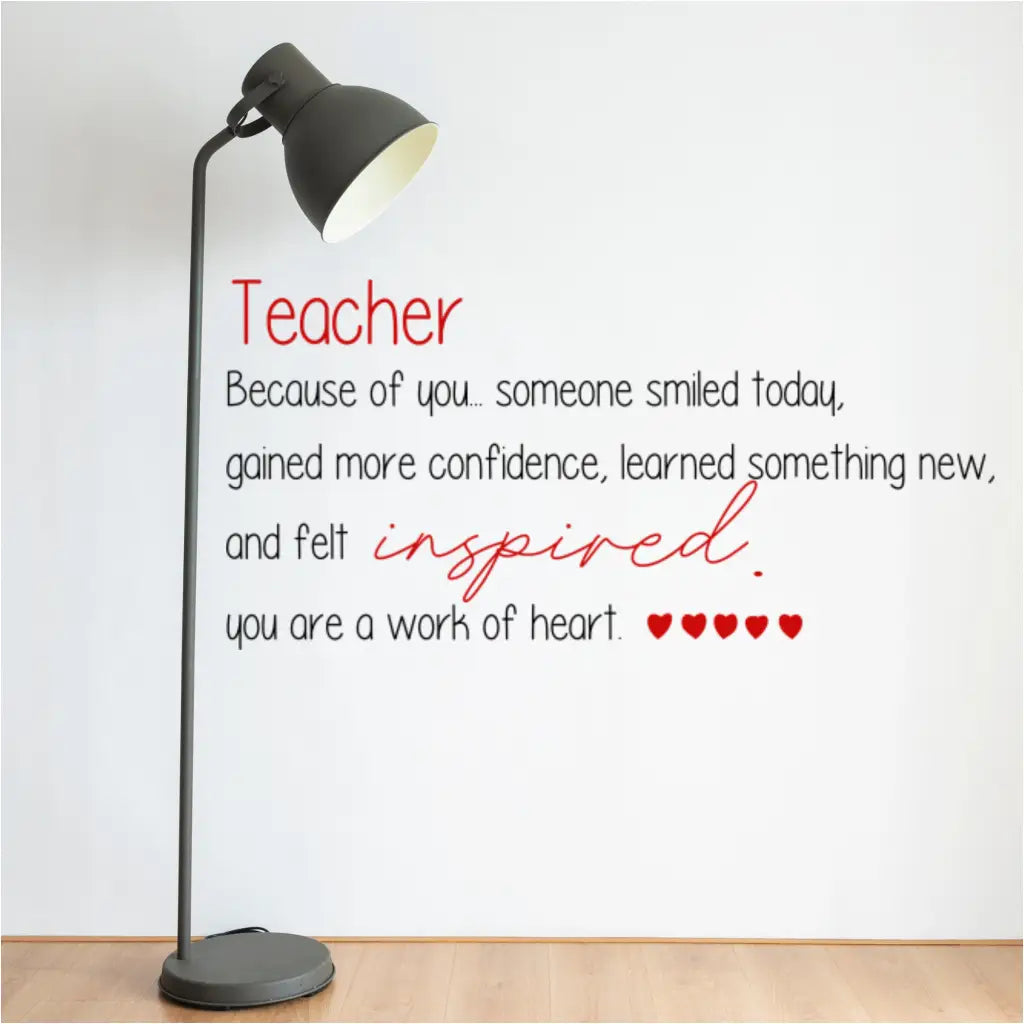 Teacher appreciation wall decal to encourage teachers is the perfect display for teacher appreciation week or in a teachers lounge year round. 