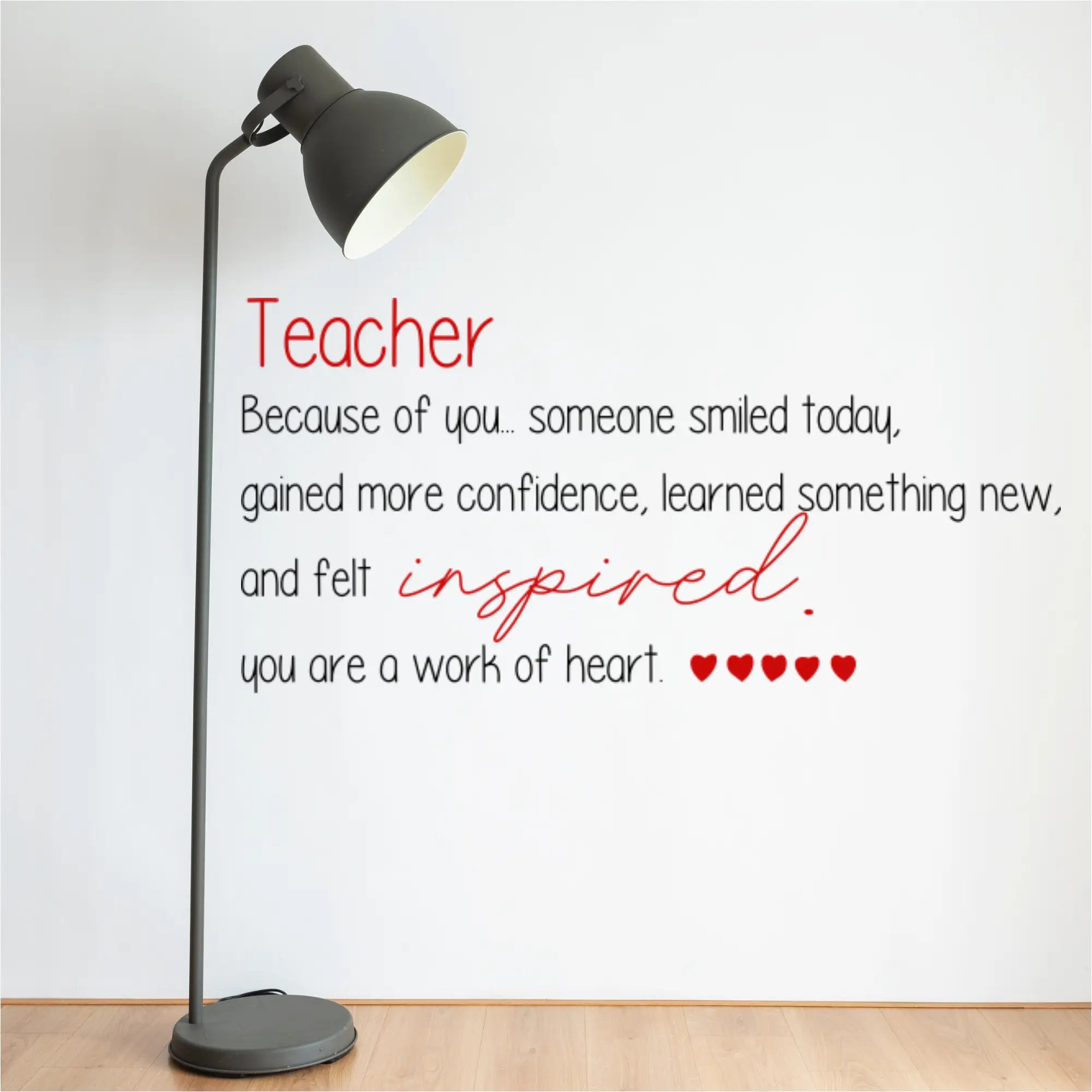 Teacher appreciation wall decal to encourage teachers is the perfect display for teacher appreciation week or in a teachers lounge year round. 