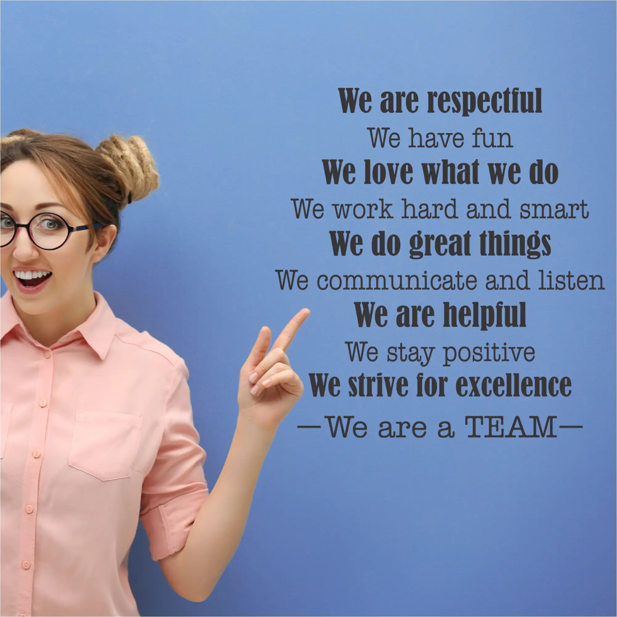 We are a team - Fun and inspiring wall, door or window decal appropriate for school classrooms, teachers lounge, business meeting rooms or anywhere teamwork is encouraged. Order in many sizes and colors at The Simple Stencil