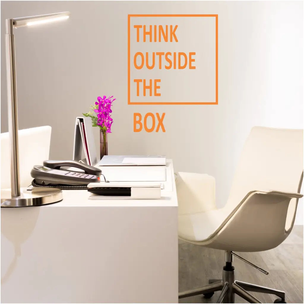 think outside the box inspirational wall decal by The Simple Stencil to inspire in the office or classroom