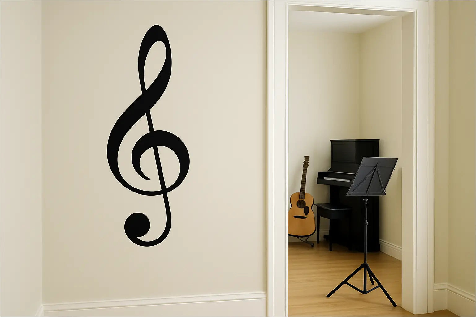Treble Clef Wall Decal in Music Room