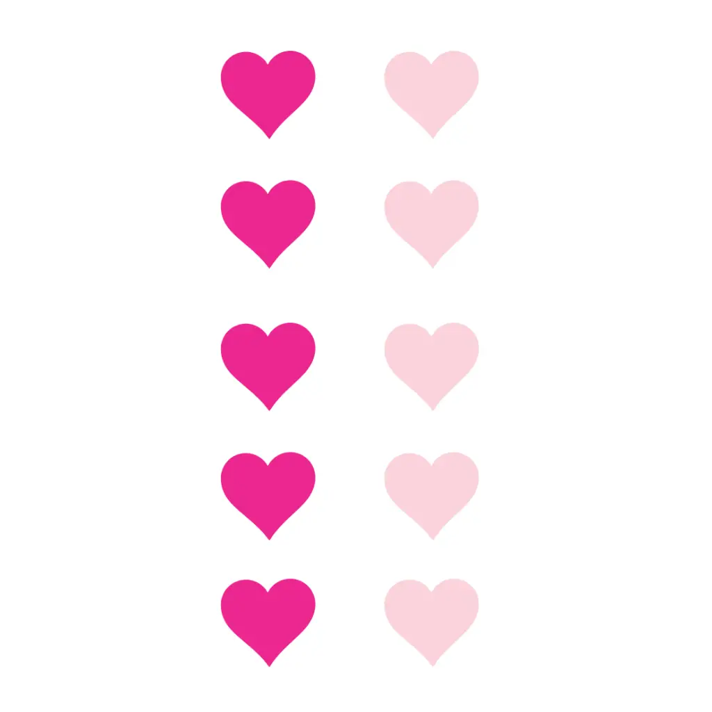 Two Color Hearts Embellishment 10 Pack Vinyl Stickers